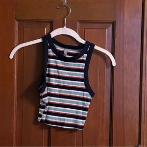 Sky & Sparrow Striped Crop Top Tank